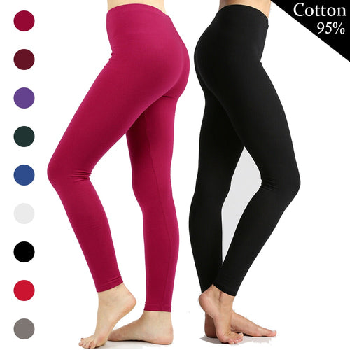 Leggings Women Cotton Sexy Push Up Leggings Solid Color High Waisted Leggins Plus Size Ladies Full Ankle Length Stretch Jeggings