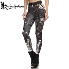 Load image into Gallery viewer, [You&#39;re My Secret] Brand New Gothic SKull Punk  Women&#39;s Leggings Pants Fantastic Armor Grey Print Ankle Workout Fitness Trousers